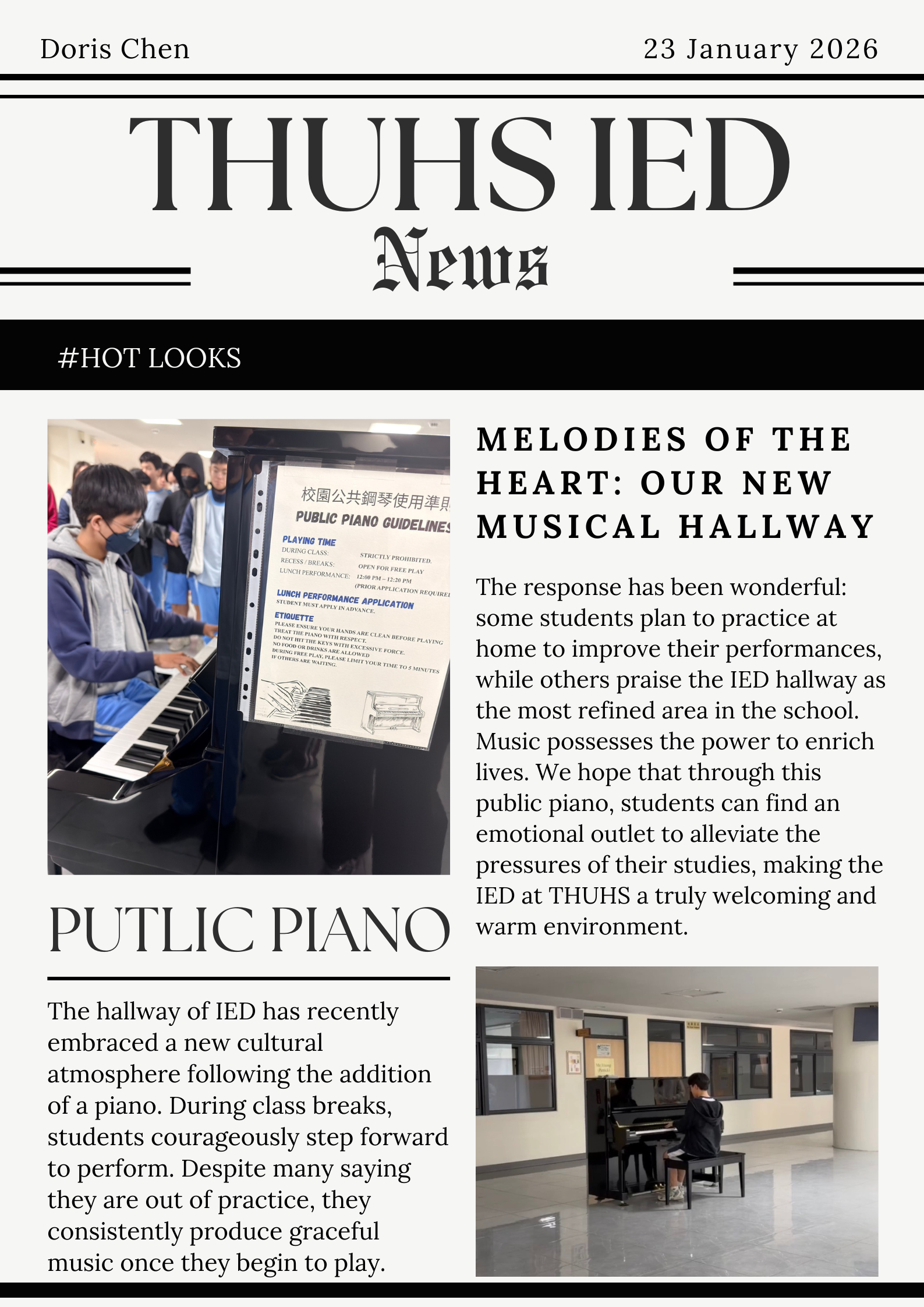 IED News #1 - Melodies of the Heart: Our New Musical Hallway